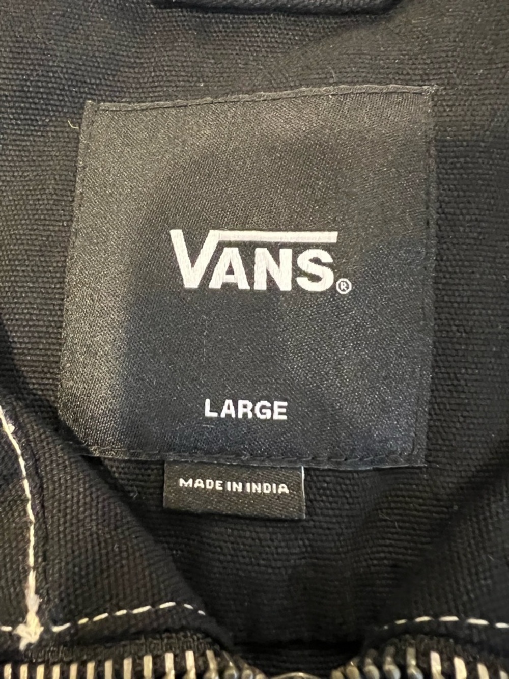 Vans Black Jacket with White Logo and Stitching - Picture 3 of 10